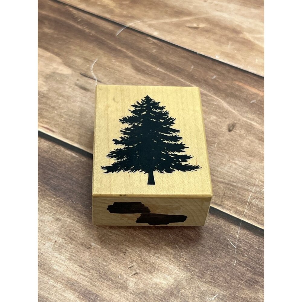 1999 PSX D-550 CHRISTMAS EVERGREEN PINE FIR TREE WOOD MOUNTED RUBBER STAMP